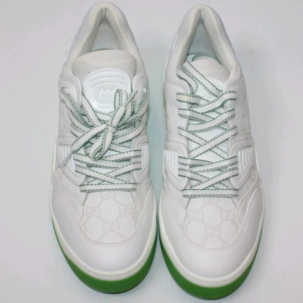 Gucci  Demetra GG Supreme Basket Low Top Sneakers Great White Green US Size 10 - Picture 4 of 8